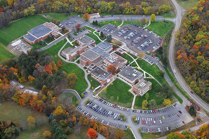 An aerial view of the campus